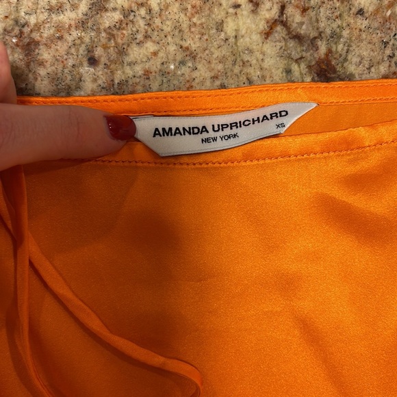 Amanda Uprichard orange silk skirt and crop top set. Tank is XS, Skirt is S - Picture 3 of 8